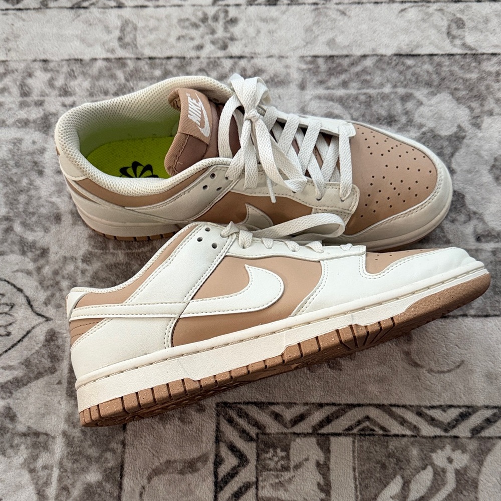 Nike Tan and White Low-Top Sneakers